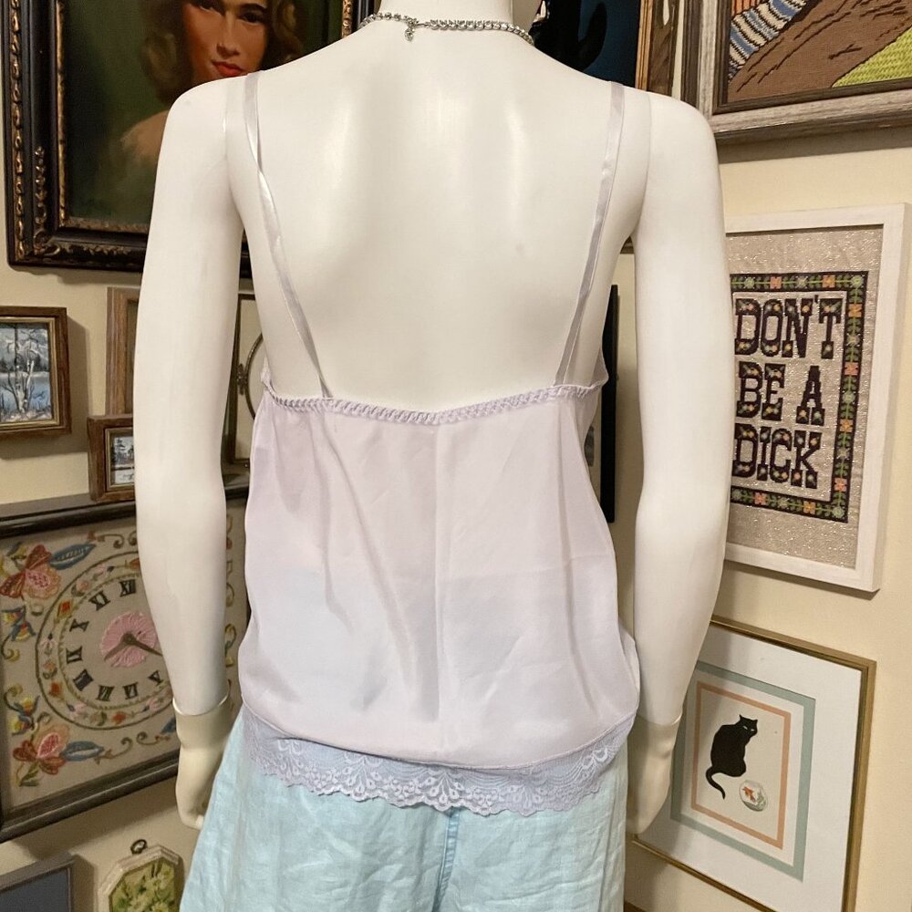 80s Vintage Maidenform Ambiance Lavender Satin & Lace Camisole Top Size 34 - Picture 3 of 5